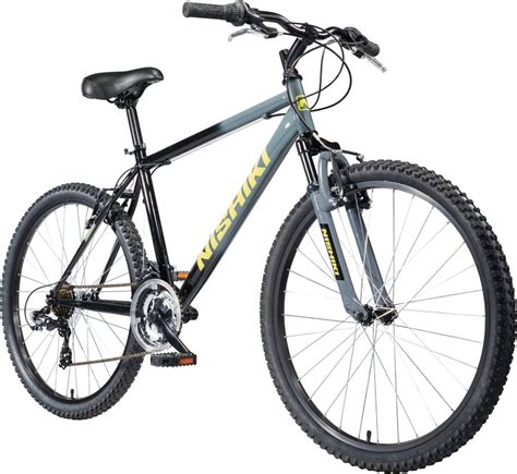 It features a strong steel frame with front suspension to absorb bumps from uneven terrain, easy-to-use linear pull brakes for quick and confident stops, and a sport saddle for comfort. . Nishiki mountain bikes